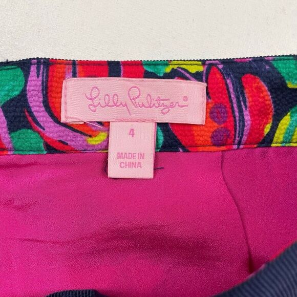 LILLY PULITZER Size 4 Wild Confetti CLOVER SKIRT Floral Pleated Pocket Stretch - Picture 3 of 6
